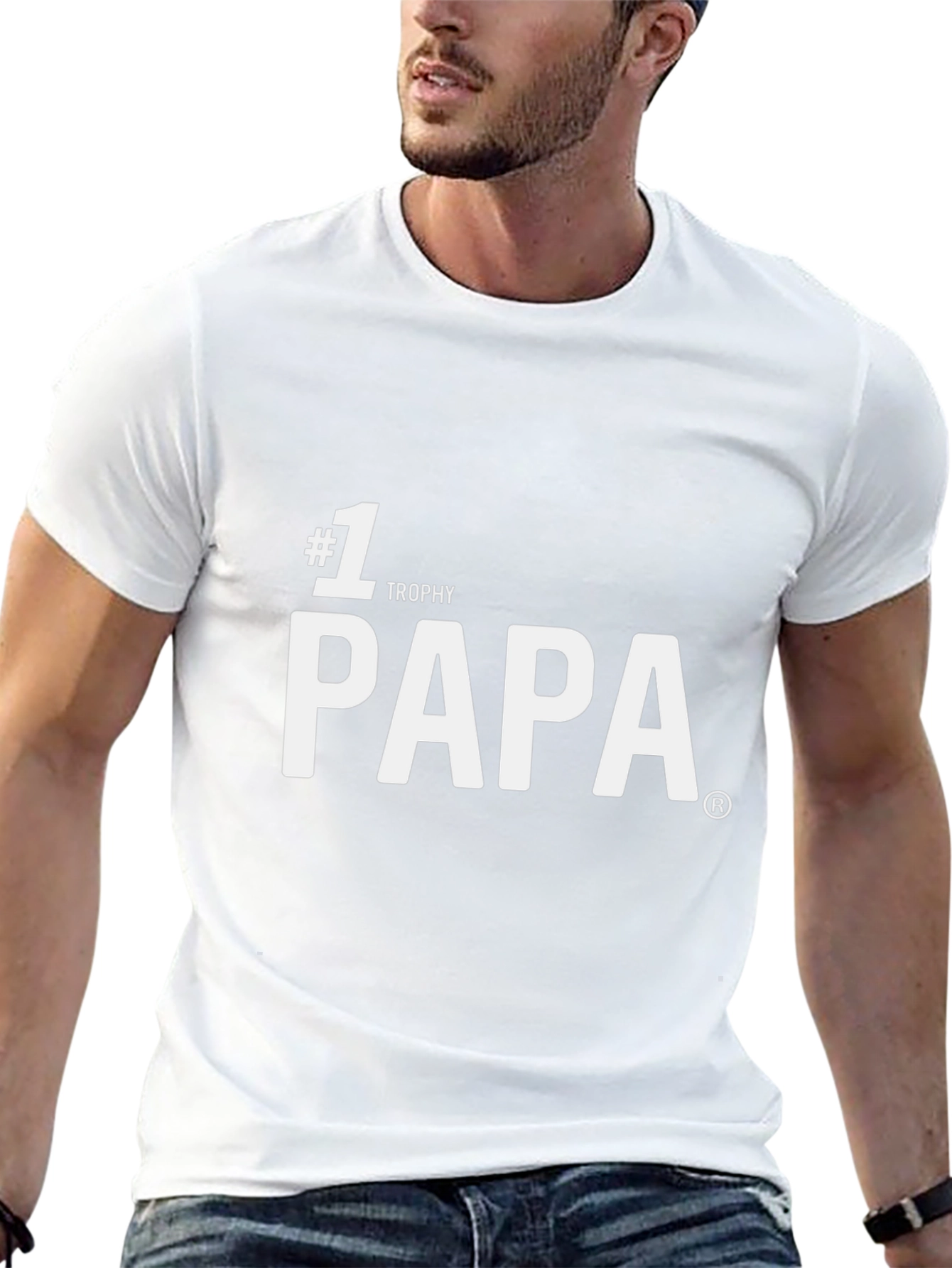 #1 Trophy Papa T-Shirt - Black Cotton Blend
