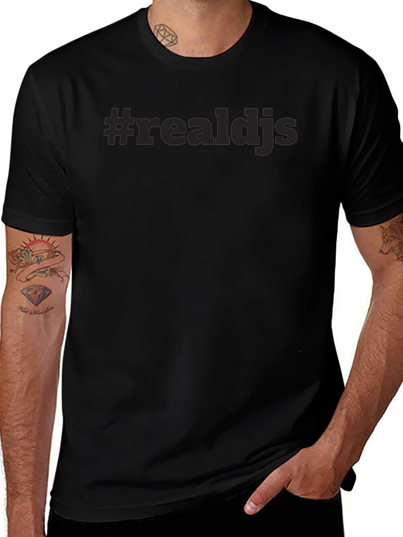 #realdjs Black T-Shirt - Minimalist Style
