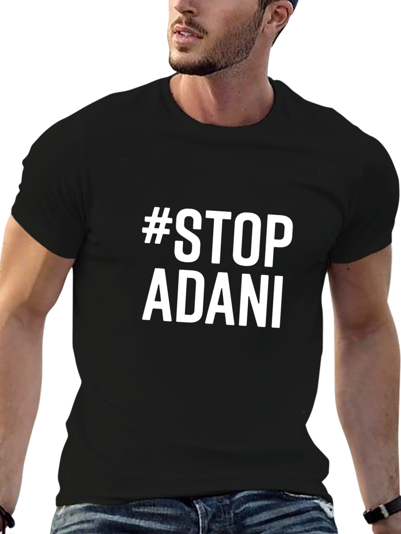 #StopAdani Activist Black Cotton T-Shirt - Mens