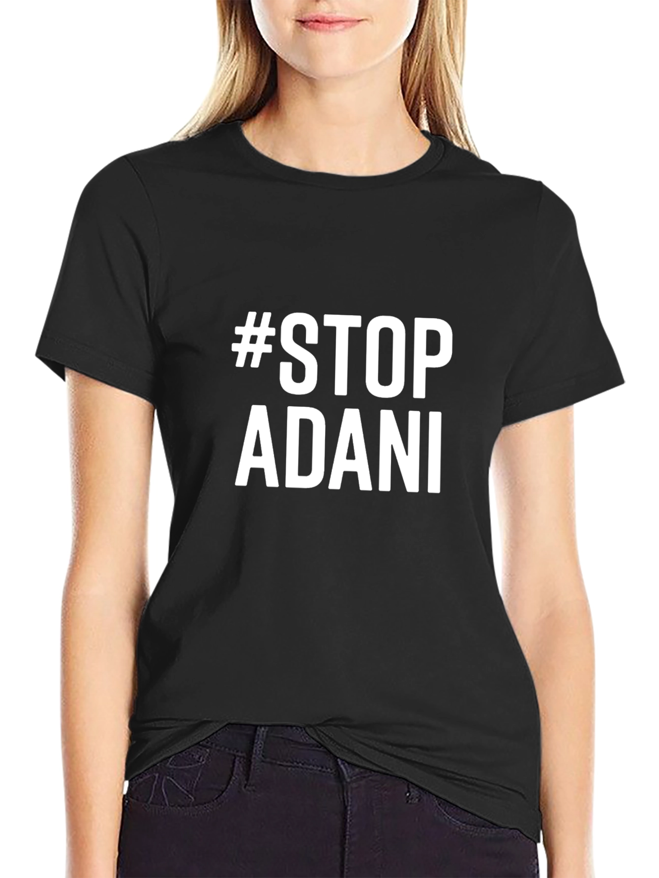 #StopAdani Activist Black Cotton T-Shirt - Mens