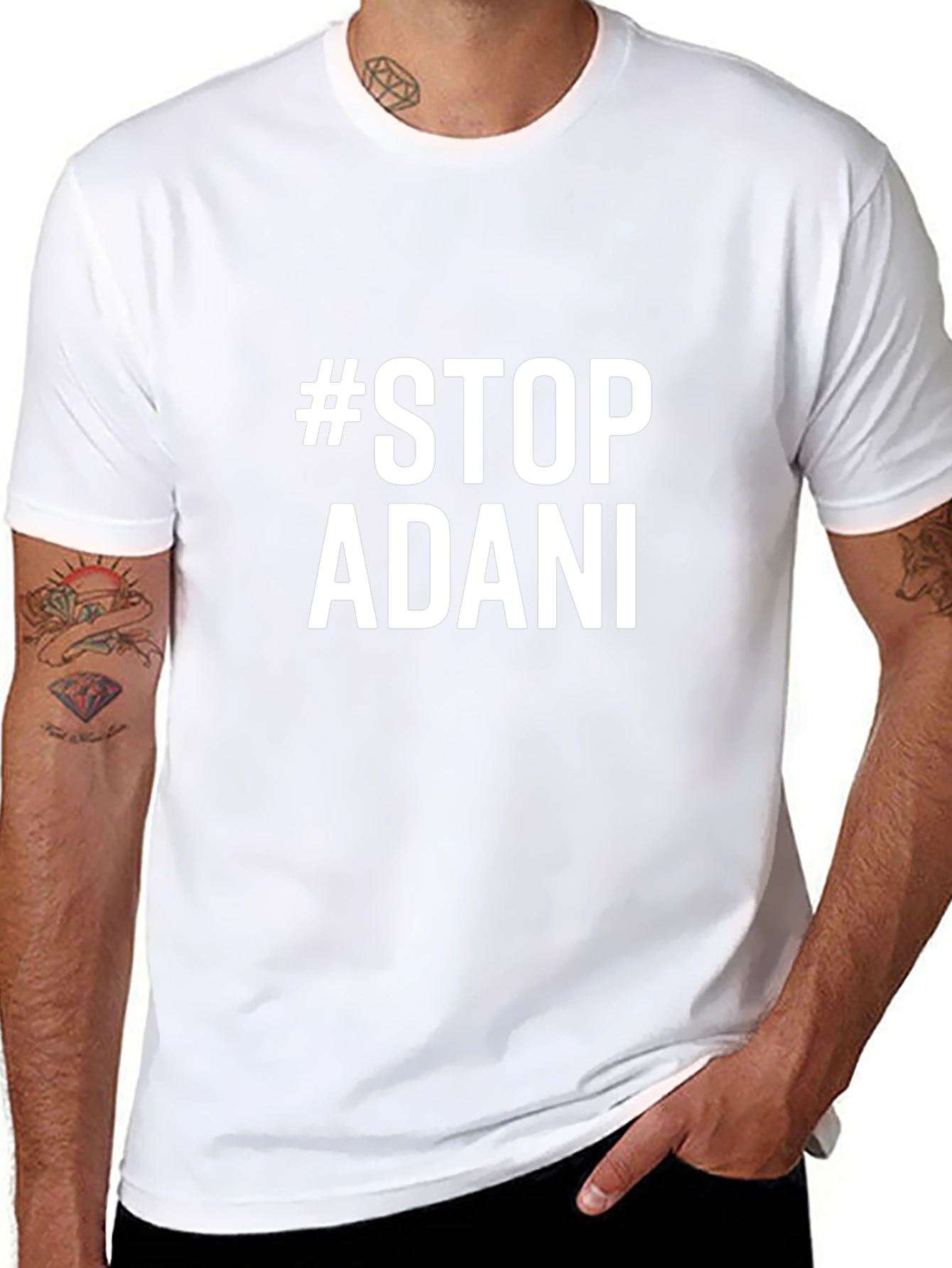 #StopAdani Activist Black Cotton T-Shirt - Mens