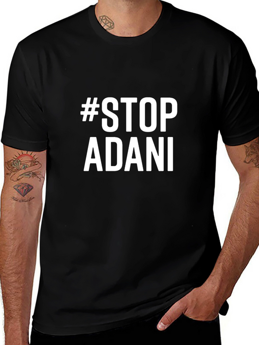 #StopAdani Activist Black Cotton T-Shirt - Mens