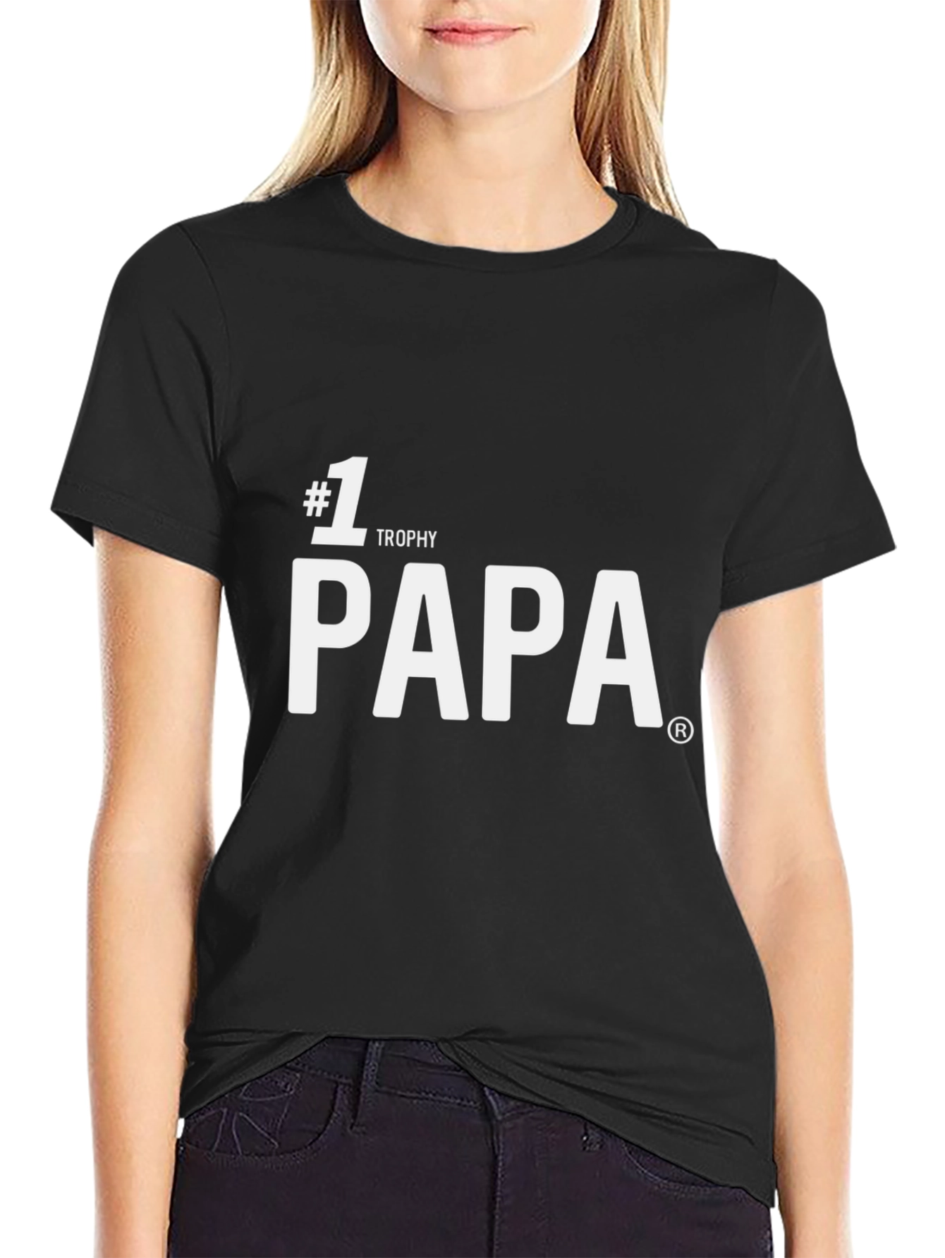 #1 Trophy Papa T-Shirt - Black Cotton Blend
