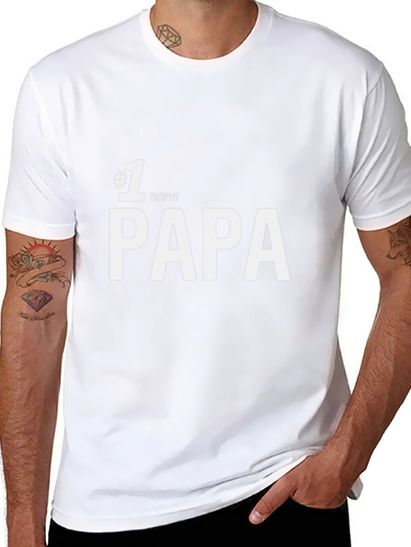 #1 Trophy Papa T-Shirt - Black Cotton Blend